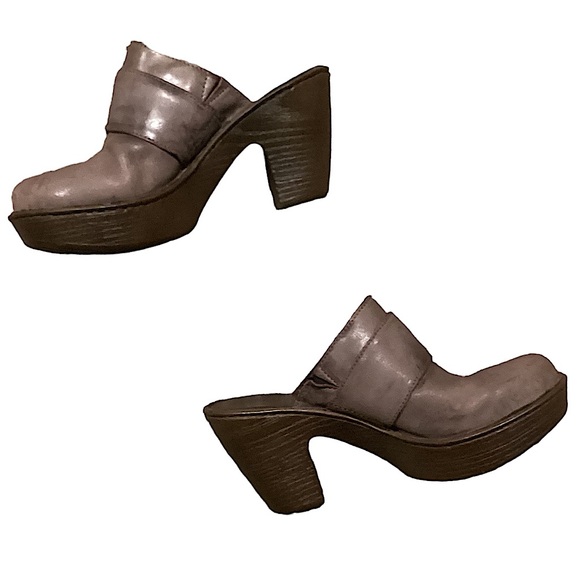 Born Leather Slip On Mule Clogs Heeled 8 - Picture 8 of 12